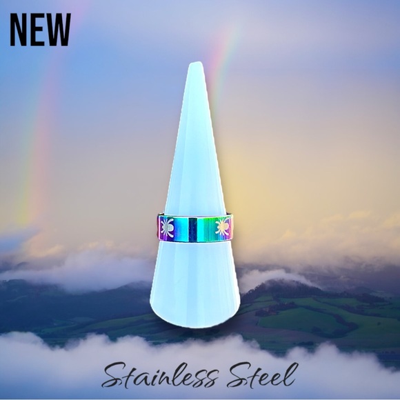💝New Unisex Spider Stainless Steel Rainbow Band ring - Picture 7 of 12